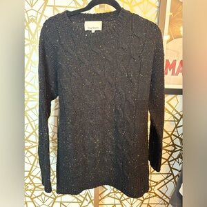 🩵Heartloom black cable-knit sweater with multicolored speckles, Small